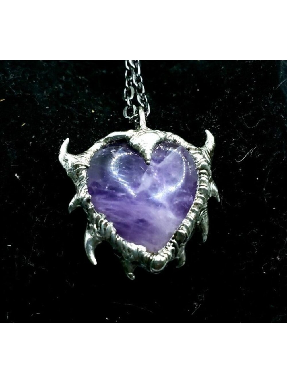 Amethyst crystal heart necklace